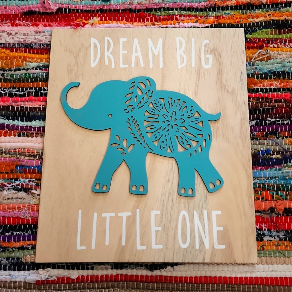 Levtex Dream big little one Blue Elephant Wooden Wall Hanging